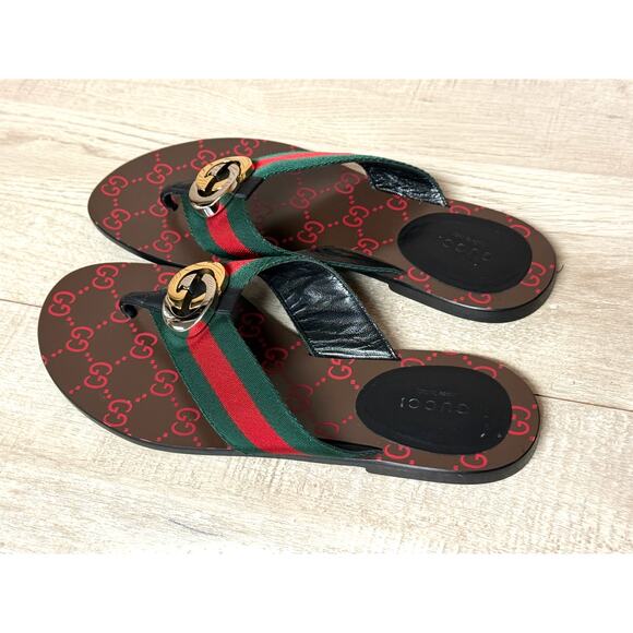 Gucci Kika Canvas Thong Sandals Women's Shoes Sz 38 - Picture 4 of 13